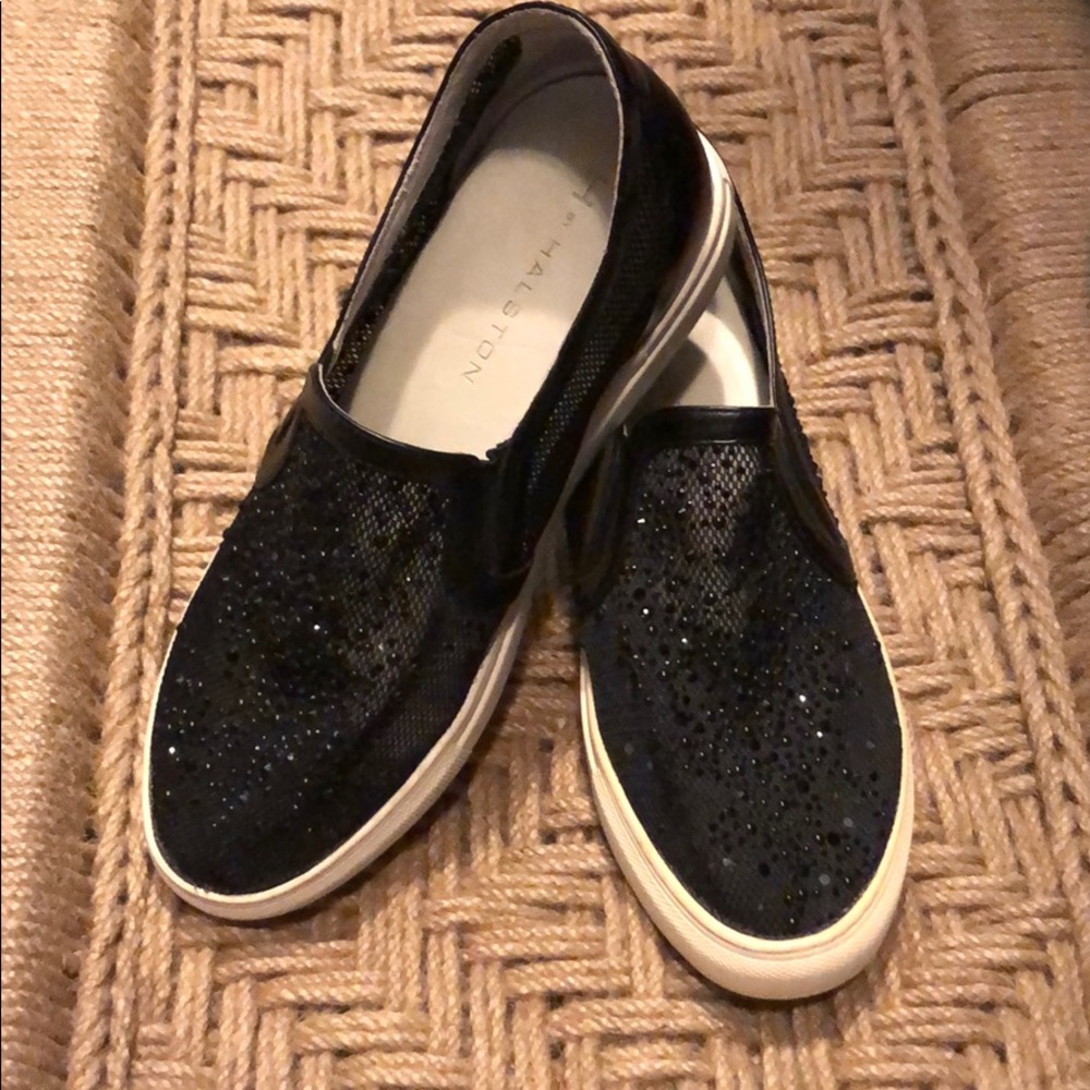 H by Halston black rhinestone studded sneaker